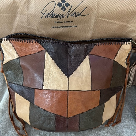 Patricia Nash Handbags - Patricia Nash Zig Zag Stitch Patchwork Hobo in Italian leather